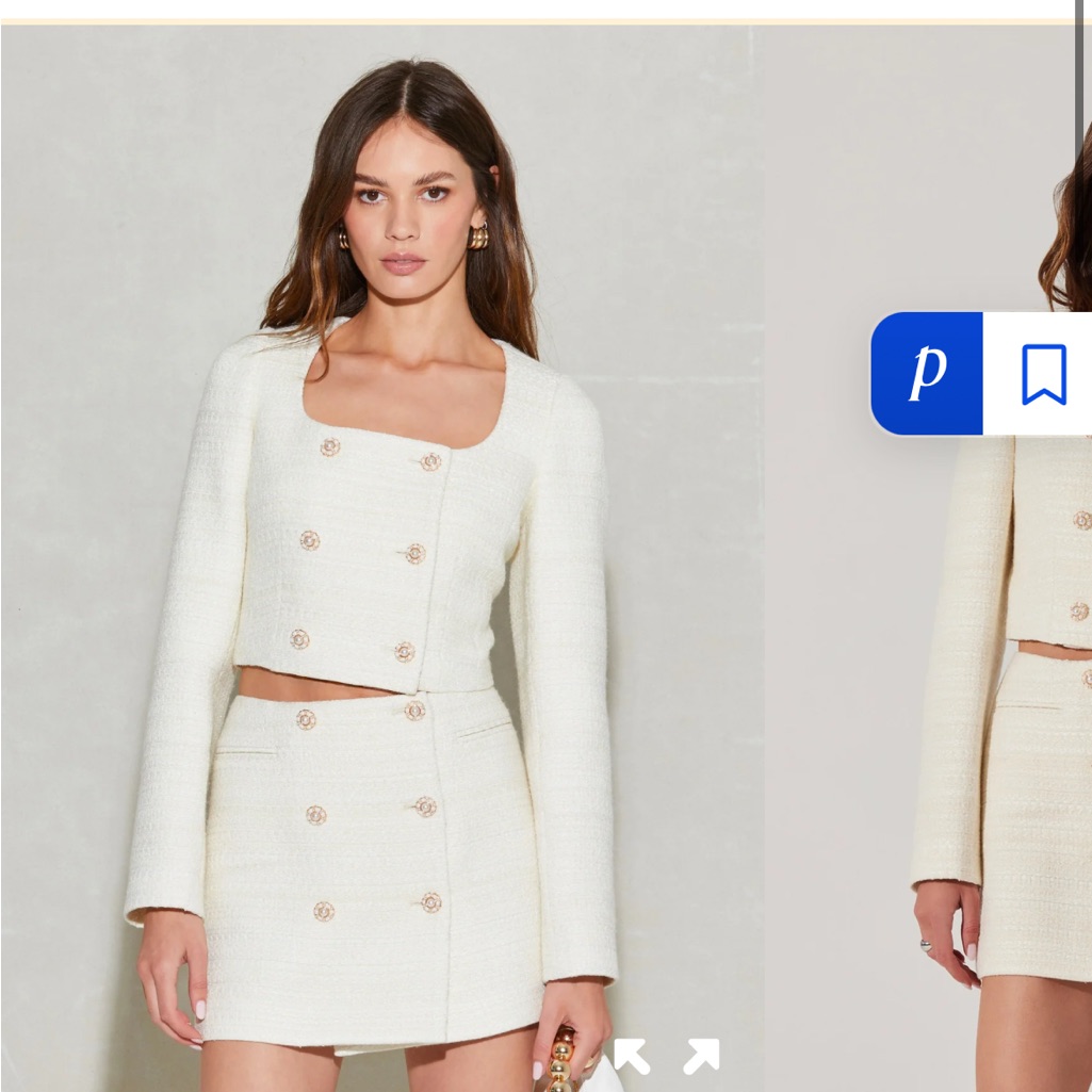 Elegant Cream Tweed Skirt Suit